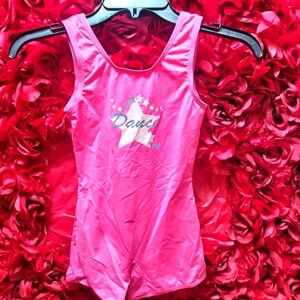 Girls Unitard Size 7/8 Pink with Dance Decal